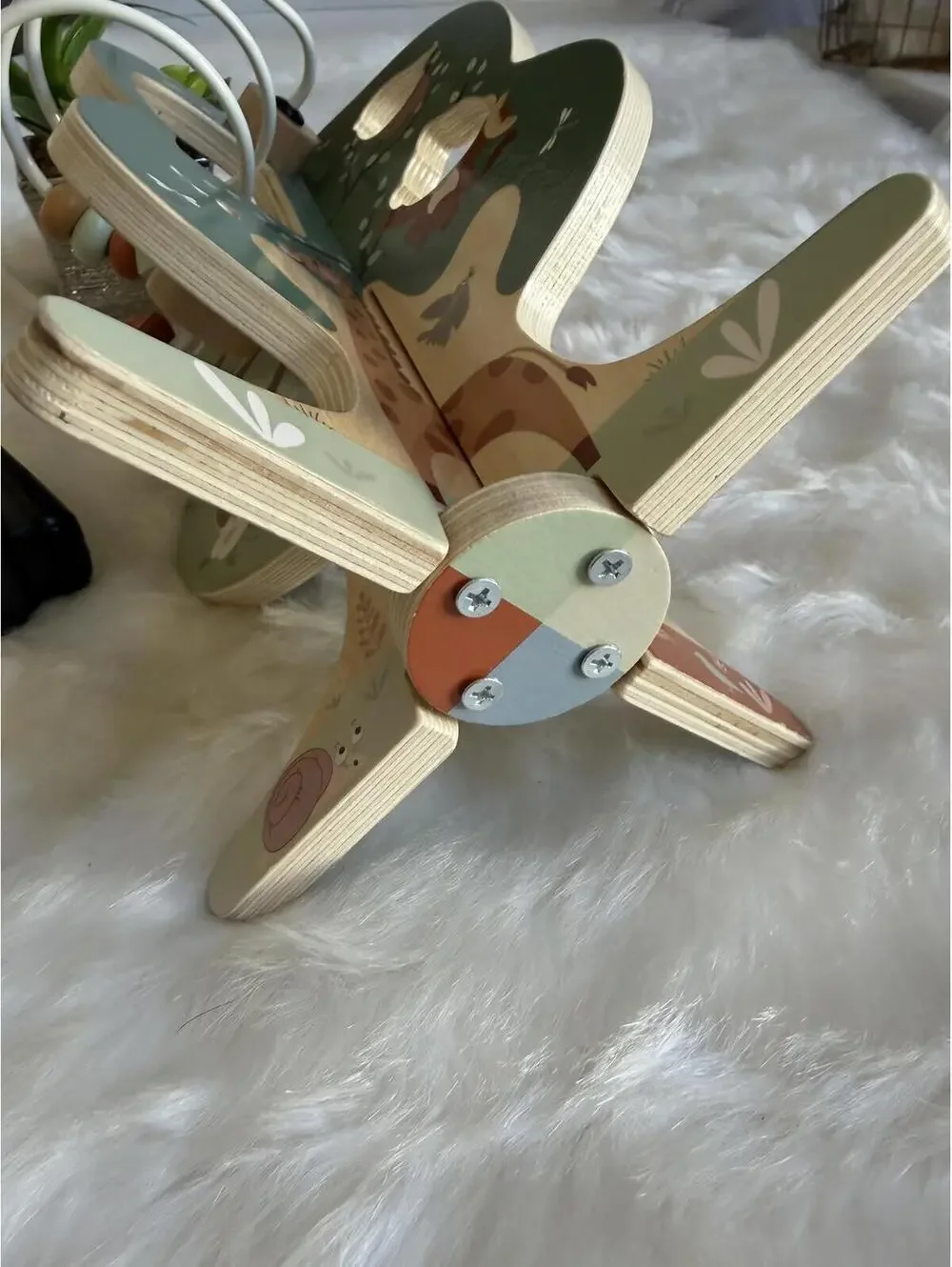 Wooden Tree-Shaped Activity Toy with Bead Maze, Gears and Clock
